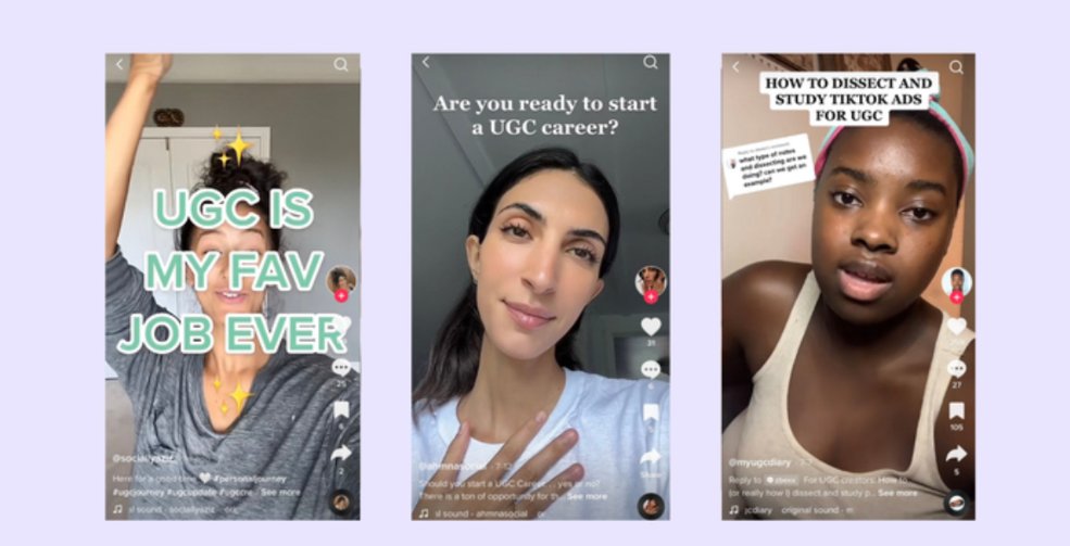 Three social-media creator examples used to illustrate user-generated content.