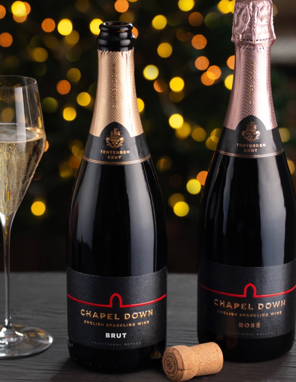 Bottles of Chapel Down sparkling wine.