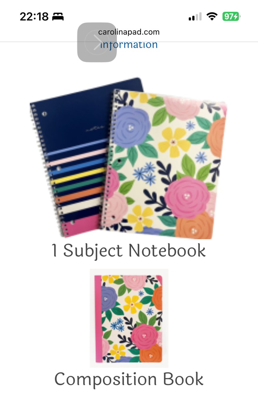 Floral and striped Carolina Pad notebook product screenshots