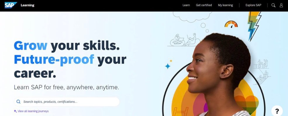 SAP Learning public website screenshot with its skills message.
